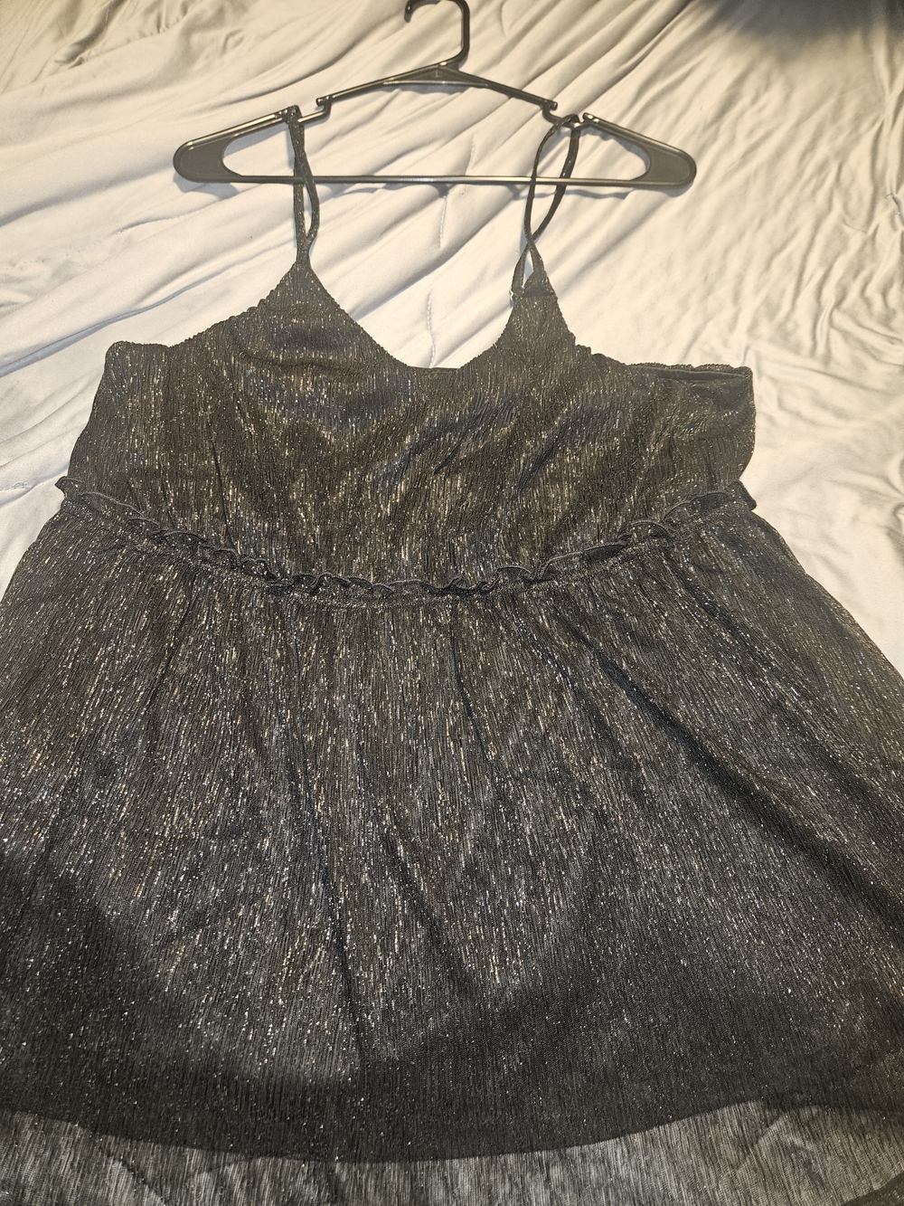 Metallic Black Shimmer Spaghetti-Strap Camisole